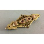 9ct gold Victorian broach with diamond and ruby setting