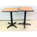 Pair of café /bistro dining tables with metal centre support 76x60x52cm