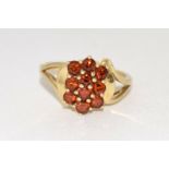 9ct gold ladies amber set ring size O