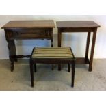 Linen fold hall table ,a lamp table and a stool