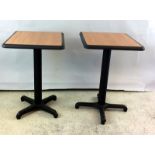 Pair of café /bistro dining tables with metal centre support 76x60x52cm