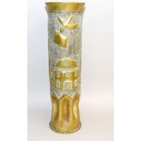 An impressive 1916 dated German shell case stick stand decorated with a mosque and minarets &