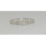 9ct white gold ladies diamond cluster ring size L