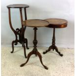 3 mahogany lamp or side tables , 1 a possible jardinière stand