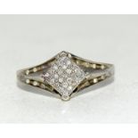 9ct white ladies gold diamond shape diamond ring size Q