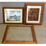 3 pine picture frames largest 75x65cm