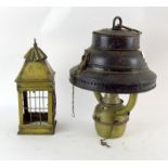 Brass storm lamp together a brass porch lamp