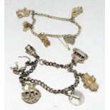 2 Silver charm bracelets and charms