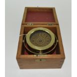 1870s' West of Fleet Street Ships' Compass with key and case. Diameter 80mm