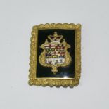 Royal Crest Buckle, Enamel on gilt frame with enamel to the reverse