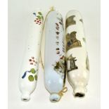 Milk Glass Colour Sailor's Valentine Rolling Pin. 34cm Length plus two others