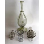 Pressed glass cruets and various glass items