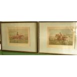 Pair of Fox Hunting prints'Of the meet' and 'Well Away published London May 1 1816 by S and J Fuller