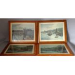 Four River Scene Prints by W Harrell. 65 x 50cm