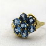 9ct gold ladies aquamarine cluster ring size L