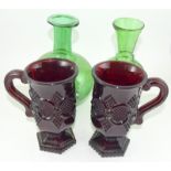 Pair of Antique Avon glass goblets, Ruby Red Glass Avon Cape Cod stamped to the base ,and two