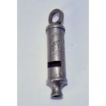 A Metropolitan Police whistle with serial number 34107. Made by J.Hudson & Co. 244 Barr Street