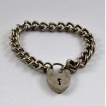 Silver ladies bracelet with heart lock fitting