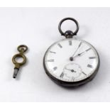 Silver pocket watch and key needs service and clean