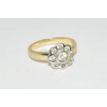 9ct gold Ladies Antique set Daisy ring size N