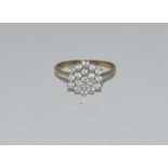 9ct gold Ladies cluster ring size N
