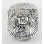 a s/plated vesta case in the form of a red Indian