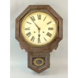 Late c19th drop dial wall clock. 64 x 44cm