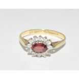 9ct gold ladies cluster ring size N