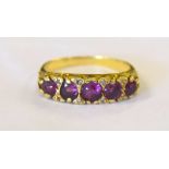 9ct gold ladies ruby & diamond ring size P