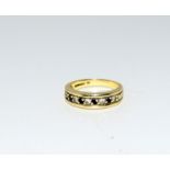 9ct gold ladies sapphire set band ring size O