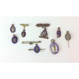 An assortment of nine WW2 Royal Corps of Signals gilt & enamel sweetheart brooches and lapel badges