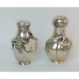 Pair of Chinese silver condiments