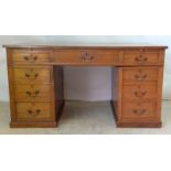 A mahogany pedestal desk 80 x 155 x 75cm