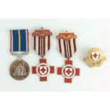 Two British Red Cross Society medals with Anti-Gas Training and Air Raid Precautions Training