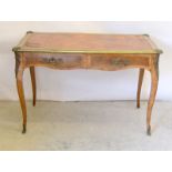 French Empire Kingwood Ormulu bound writing table. 77 x 120 x 70cm