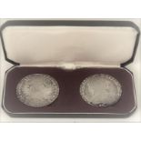 Boxed pair Maria Theresa Taler silver coins