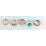 Five silver rings to include turquoise