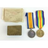 A WW1 medal pair in their original box named to 236757 Gunner A.J. Emmett of the Royal Artillery