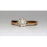 9ct gold diamond solitaire ring. Size L