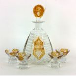 Bohemian glass decanter and glasses