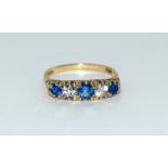 9ct gold Ladies antique set sapphire ring size