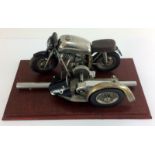 Custom made scale model of a Matchless Isle of Mann TT Racing motorbike and sidecar. Powered by a