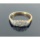 9ct gold and plat ladies diamond ring size o