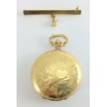 Gold plated pocket watch and 9ct gold watch hanger