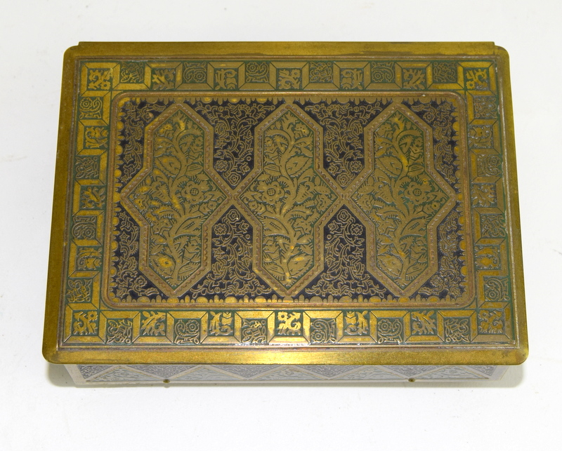 2 Cloisonne brass oriental table boxes largest 6x20x15cm - Image 3 of 6