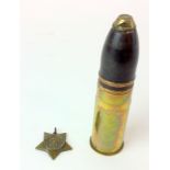 An unnamed 1884-6 Khedives Star and an 1885 dated complete inert artillery shell 17cms x 4.5cms