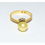 Victorian 9ct Gold pearl and diamond ring. size K