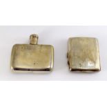 Silver hip flask and a Silver cigarette case