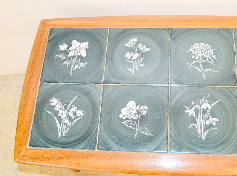 Retro teak tile topped coffee table signed - Image 2 of 5