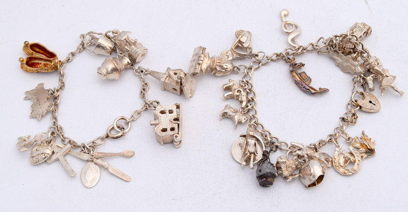 2 Ladies silver charm bracelets and charms - Image 2 of 4